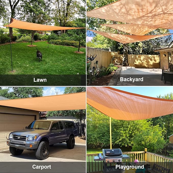 SUNLAX Sun Shade Sail 10' x 15' x 18' Peach Fuzz Rectangle Canopy Sail Shade - Image 7