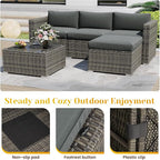 5 Piece Outdoor Patio Sectional Furniture Set, Weather Resistant Rattan Outside - Image 7