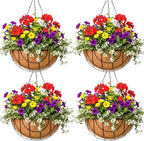 Metal Hanging Baskets for Plants Outdoor 4 Pack Round Metal Wire Hanging Basket by JFFLYIT