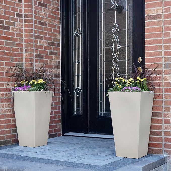Step2 Tremont Tall Square Planter Pot, Large Outside All-Season All-Weather - Image 5