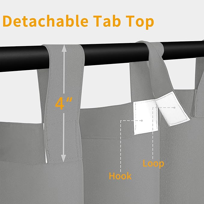 Easy-Going Outdoor Patio Curtains Detachable Tab Top Windproof Weatherproof - Image 2