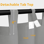 Easy-Going Outdoor Patio Curtains Detachable Tab Top Windproof Weatherproof - Image 2