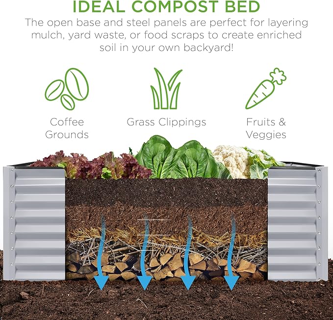 Best Choice Products 6x3x2ft Outdoor Metal Raised Garden Bed, Deep Root Box - Image 4