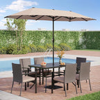 PHI VILLA 6-Person Outdoor Metal Steel Slat Dining Rectangle Table - Image 4