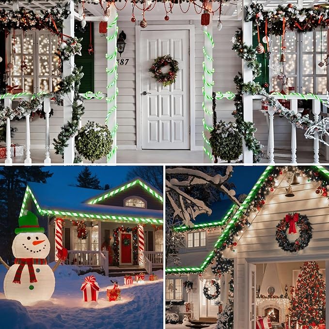 Jnaurb Christmas Candy Cane Lights, 33ft 240 LED Connectable Flexible White & - Image 8