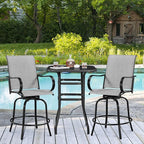 Yaheetech Patio Swivel Barstools Outdoor Chairs Set of 2, High Bistro Stools - Image 4