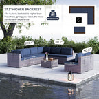 Kullavik 9 Pieces Outdoor Patio Furniture Set PE Wicker Rattan Sectional Sofa - Image 2