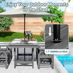 Pamapic 5-Piece Outdoor Dining Set, HDPE Outdoor Rectangular Table and 4 Chairs - Image 2