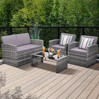 4-Piece Patio Furniture Set, Wicker Outdoor Rattan Sectional Sofa - Image 7