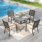 PHI VILLA 37 Inch Outdoor Dining Table Metal Steel Mesh Patio Dining Table - Image 2