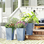 Outsunny Tall Planters for Outdoor Plants Set of 3, 24 in Taper Planters - Image 9