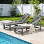 SERWALL Outdoor Chaise Lounge Set of 2, All-Weather HDPE Pool Lounge Chairs by SERWALL