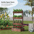 Vertical Wooden Raised Garden Bed Planters Wood Planter Kit Plant Stand Flower - Image 4