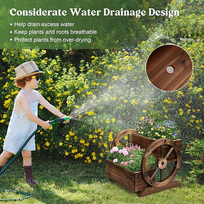 2PCS Wooden Wagon Planter Box, Garden Planter - Image 5