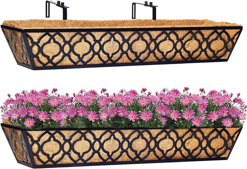 2pcs 30 Inch Window Deck with Coco Liner, Metal Hanging Flower Planter Window by LAWYAMAI