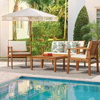 Flamaker Patio Furniture 4 Piece Outdoor Acacia Wood Patio Conversation Sofa Set - Image 6