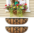 LaLaGreen 24 Inch, 2 Pack Window Boxes Planters – Black Metal Window Boxes by L%C3%A1L%C3%A1Green