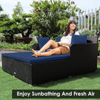 Tangkula Outdoor Rattan Daybed, Sunbed Wicker Furniture w/Spacious Seat - Image 2