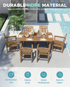 Ciokea HDPE Outdoor Dining Set, 7-Piece Patio Table and Chairs Set - Image 3