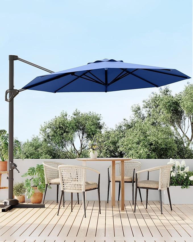 GarveeLife 10 ft Patio Umbrella Outdoor Large Cantilever Umbrella w/Base by GarveeLife
