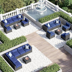 Aoxun 7 Piece Patio Furniture Set Wicker Rattan Patio Sectional Sofa Set - Image 6