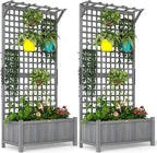 Outsunny Wood Planter with Trellis, Raised Garden Bed by Outsunny