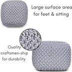 BIRDROCK HOME Square Pouf Ottoman | Cotton Braided Foot Stool - Image 7