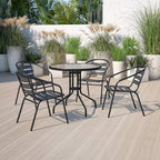 Flash Furniture Aluminum Slat Back Stacking Outdoor Restaurant Chairs, Modern - Image 2