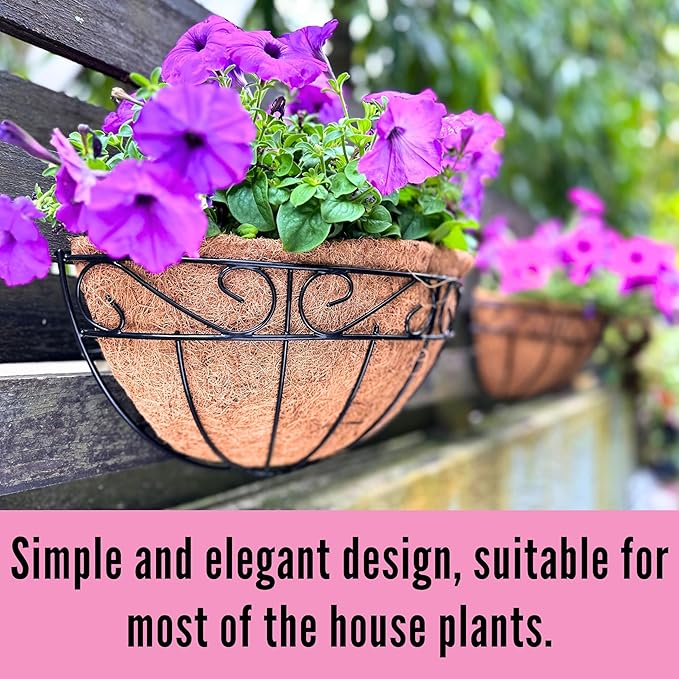 LaLaGreen Wall Hanging Planter, 2 Pack, 12 Inch Wall Mounted Flower Basket - Image 8
