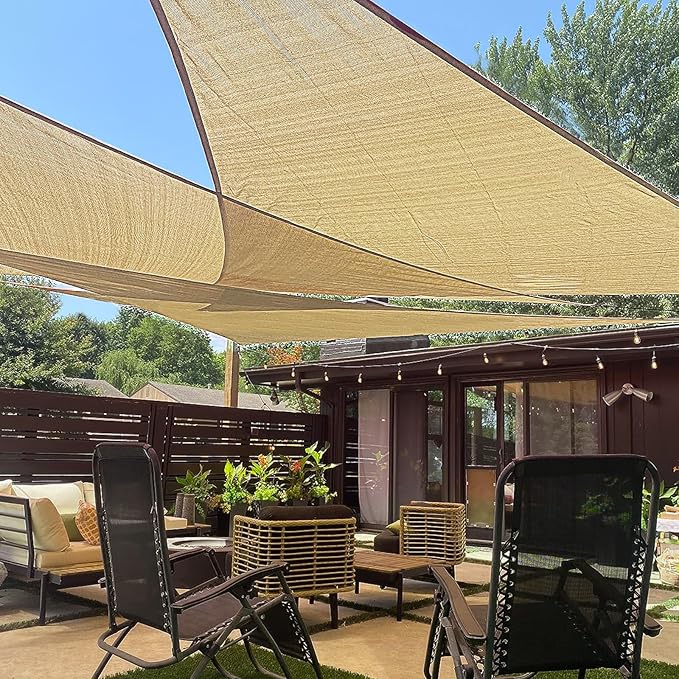 LOVE STORY Custom Size 8'x12'x14.4' Sand Sun Shade Sail Right Triangle Sunshade by LOVESTORY