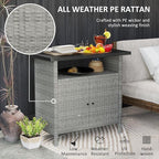 Outsunny Wicker Outdoor Storage Cabinet, Rattan Outdoor Bar Table - Image 4