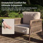 East Oak 3-Piece Patio Furniture Set | Armchairs & Coffee Table | Outdoor - Image 2
