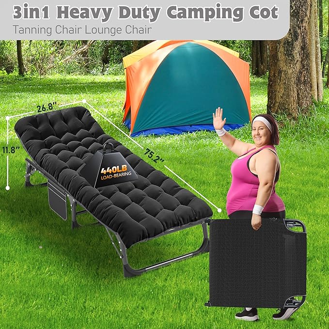 ABORON Heavy Duty Tanning Chair, Outdoor 5-Position Folding Chaise Lounge Chair - Image 5