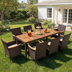 Devoko Outdoor Patio Dining Sets 9 Pieces Wicker Outdoor Dining Table and by DEVOKO