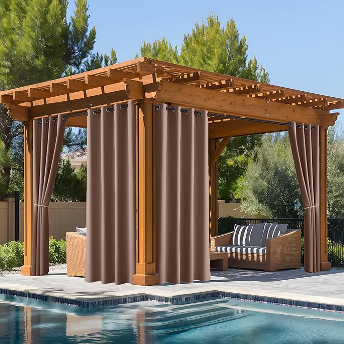 NICETOWN Fade Resistant Outdoor Curtains 2 Panels, Patio Waterproof Drapery by NICETOWN