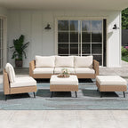 LAUSAINT HOME Outdoor Patio Furniture, 6 Piece Outdoor Sectional Sofa PE Rattan by LAUSAINTHOME