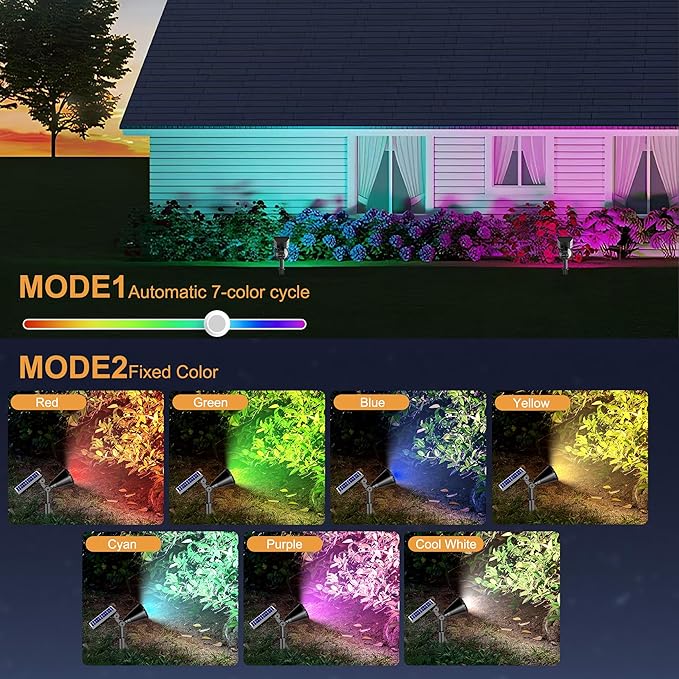 RGB Halloween Solar Spot Lights Outdoor, 36 LEDs Solar Lights Outdoor Color - Image 2