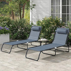 Outsunny Folding Chaise Lounge Chair Set of 2, Patio Sun Tanning Chair - Image 2