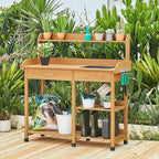 Yaheetech Potting Bench Outdoor Garden Work Bench Station Planting Solid Wood - Image 2