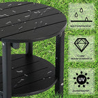 LZRS Round Adirondack Side Table Double End Table, Outdoor Side Tables - Image 4