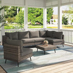 LAUSAINT HOME Outdoor Patio Furniture, 7 Piece Outdoor Sectional Sofa PE Rattan - Image 9