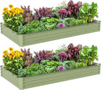 2PCS 8x4x1FT Galvanized Raised Garden Bed, Galvanized Planter Raised Garden by AyenGuard