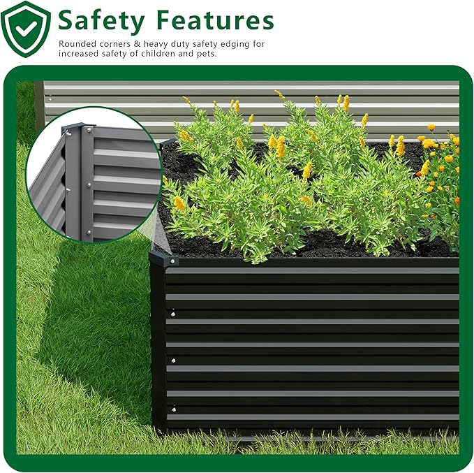 8x4x2FT Galvanized Raised Garden Bed Kit, Vegetable Plant Boxes-Rectangle Metal - Image 4