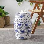 JONATHAN Y TBL1000A Lotus Flower 17.8" Chinoiserie Ceramic Drum Indoor/Outdoor - Image 7
