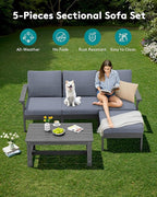 SERWALL Outdoor Sectional Sofa Set, 5-piece Outdoor Modula Couch Set - Image 3