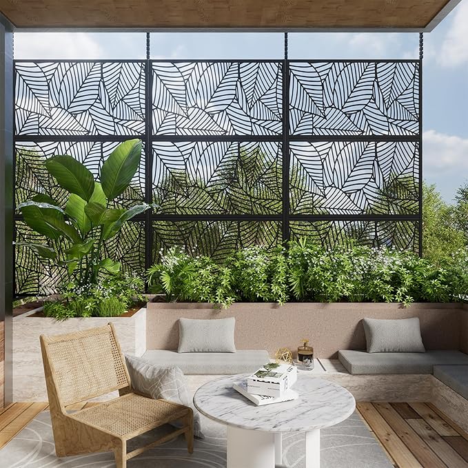 Casaphoria 72" H x 47" W Metal Outdoor Privacy Screen, Freestanding Decorative - Image 9