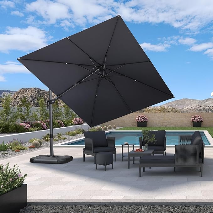 PURPLE LEAF 9' X 12' Left-right Tilt Patio Umbrella Outdoor Cantilever Swivel by PURPLELEAF