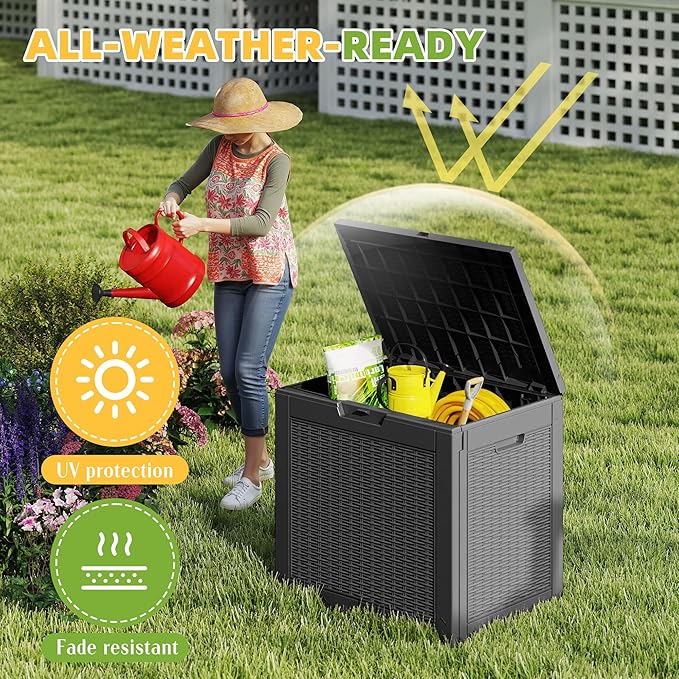 31 Gallon Outdoor Storage Box Weather Resistant UV Protection Waterproof Resin - Image 5