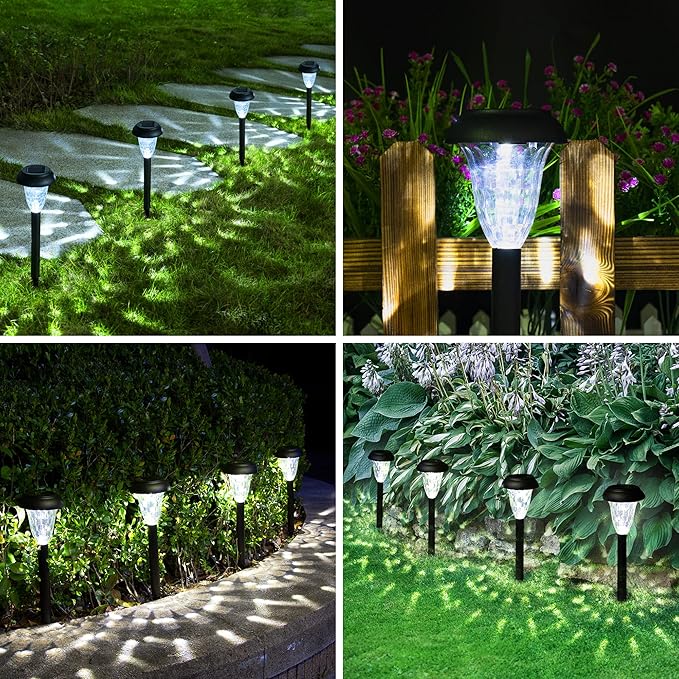 GIGALUMI 16 Pack Solar Light Outdoor Waterproof, Cool White Pathway Lights - Image 3