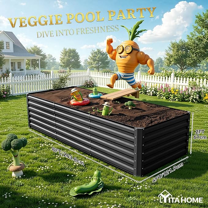 YITAHOME 8x4x2ft 2pcs Large Raised Garden Bed, Galvanized Metal Planter Box - Image 8